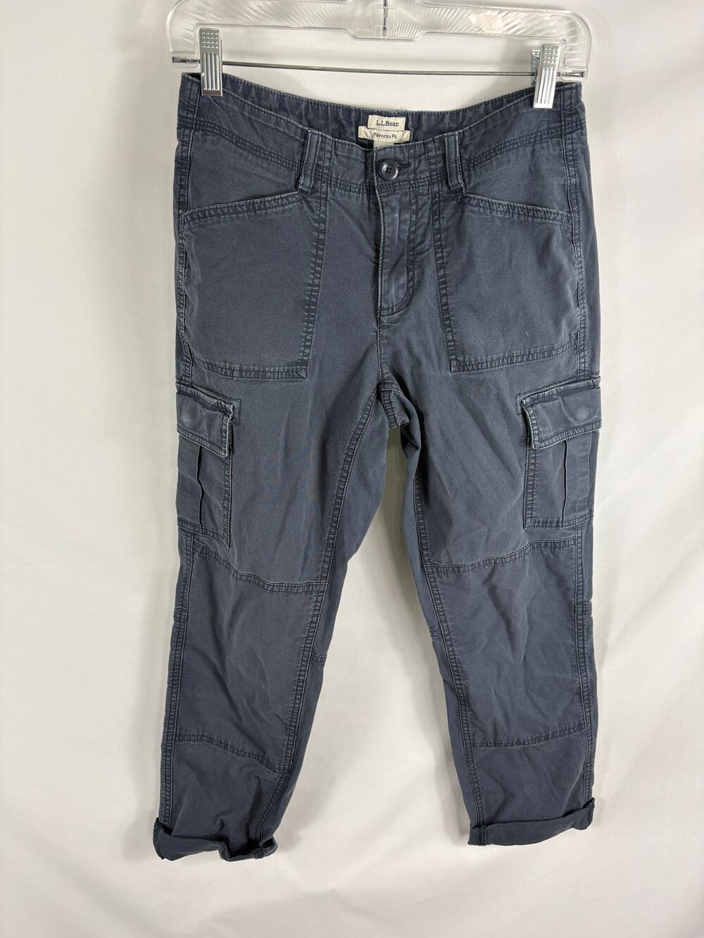 LL Bean Favorite Fit Grey Cargo Pant Size 4